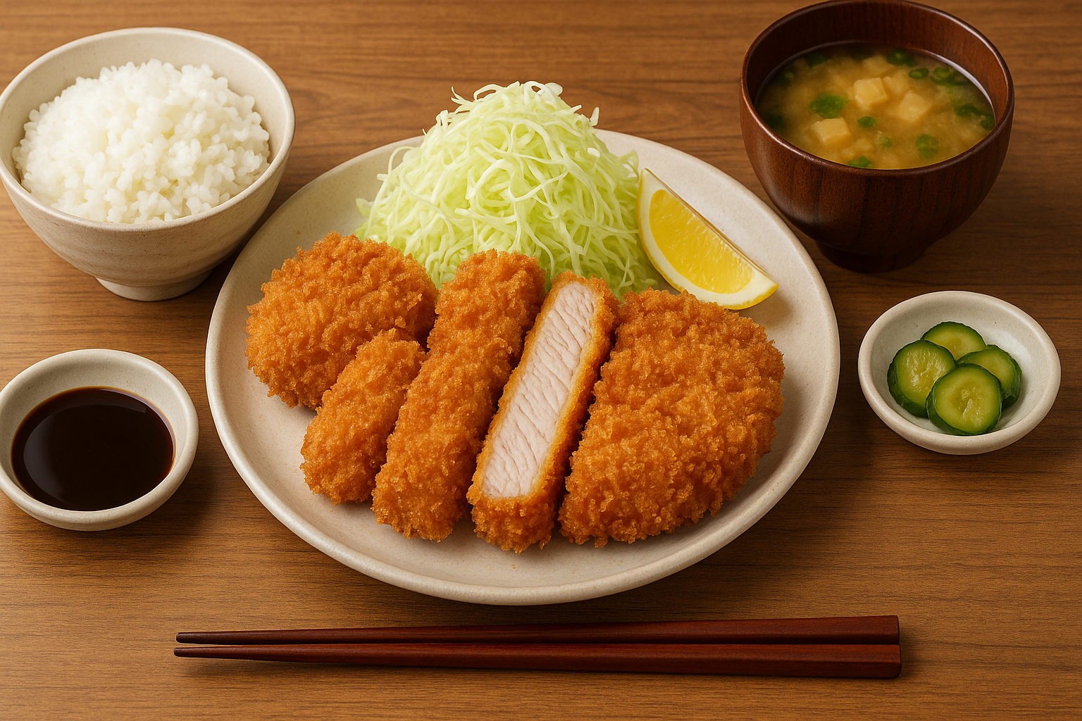 高AGEs食品の例として、トンカツ定食の写真