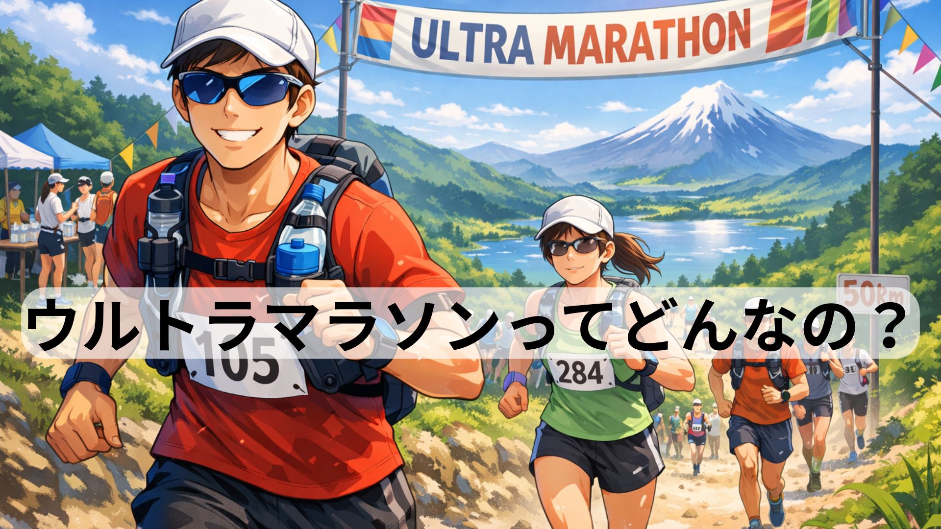 山道を走るウルトラマラソンのランナー