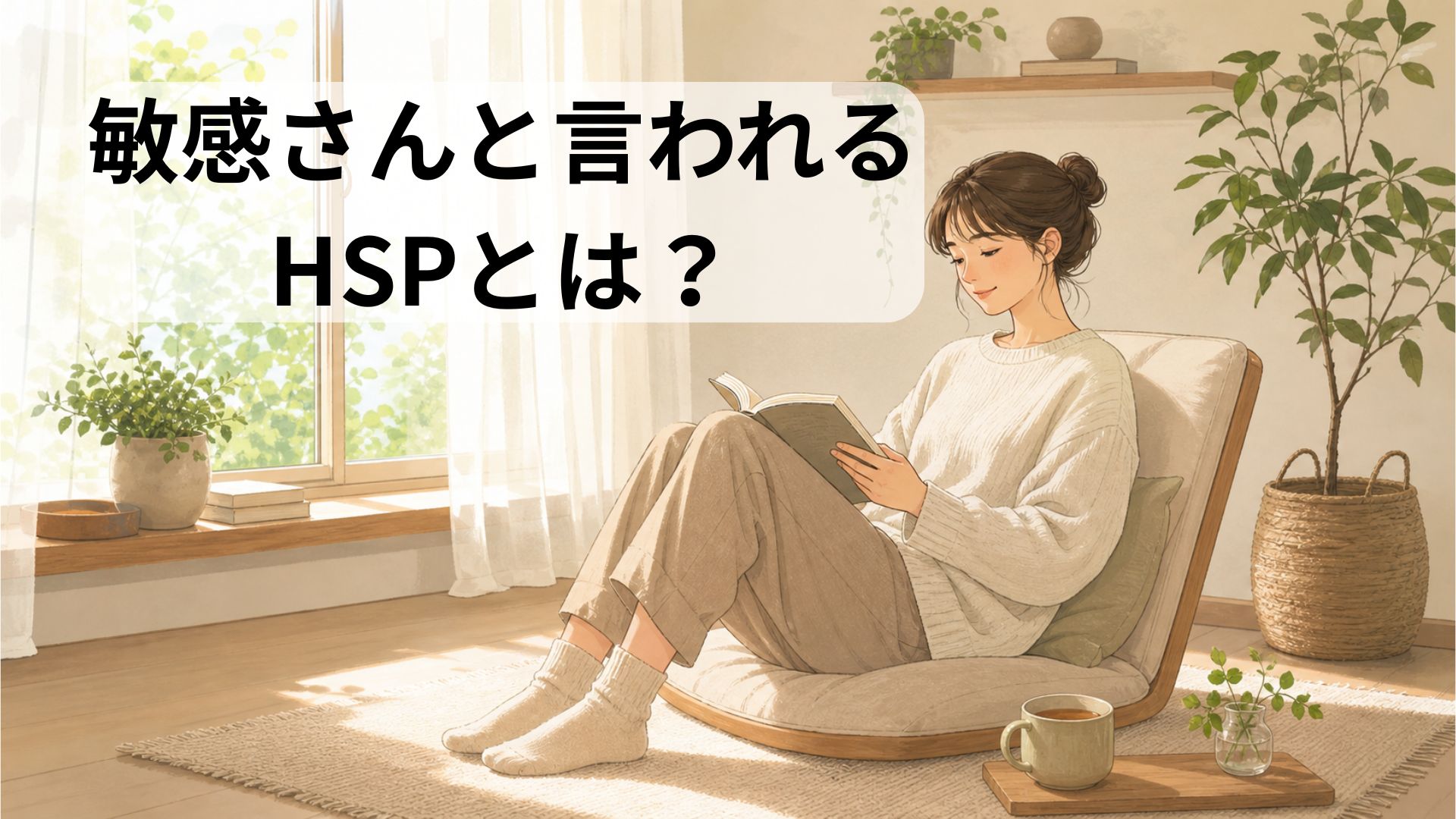 静かな場所でリラックスするHSP気質の人のイラスト