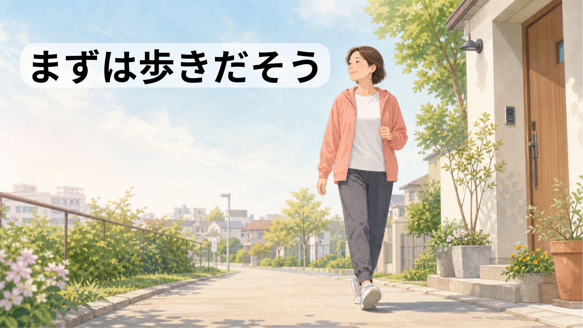 走れない日に5分歩くだけで練習を続ける初心者ランナーのイラスト